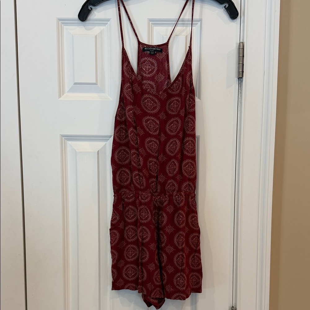 Brandy Melville Burgundy Patterned Jumpsuit